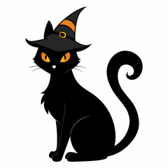 Witch cat silhouette art vector illustrations