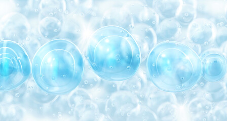 Collagen serum background. Skincare, anti-aging, beauty, cosmetic serum collagen boost, skin rejuvenation for youthful, radiant skin. Wrinkle reduction, skin hydration, elasticity. Skincare product 3D