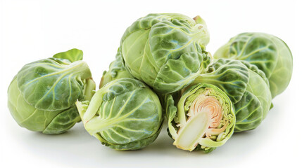 Fototapeta premium Fresh Brussels sprouts on white background
