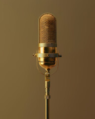 Minimalistic Golden Microphone: Monochromatic Elegance