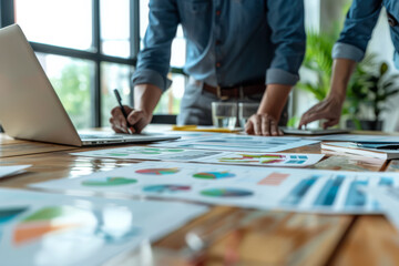 Fototapeta premium Leadership in Action, Team Managers Collaborating in Office