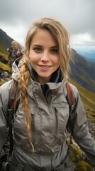 Naklejka premium a woman wearing a hat that says she's wearing a hat .