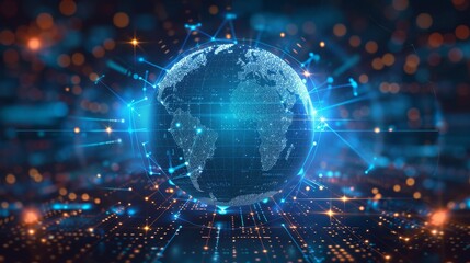 A digital interface with a globe symbolizing global connectivity