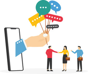 Communication and media, Public Relations to communicate company information. Flat vector illustration

