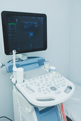 Modern medical equipment in a bright office. Apparatus for ultrasound diagnostics.