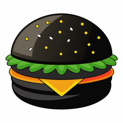 black burger vector illustration on white background