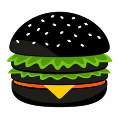 black burger vector illustration on white background