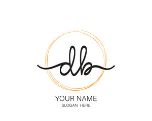 DB initial letter handwriting logo design ,signature logo template,beauty initial with circle design