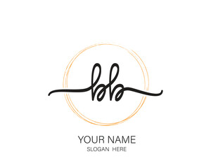 BB initial letter handwriting logo design ,signature logo template,beauty initial with circle design