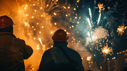 A team of workers is getting ready to celebrate the new year 2024.