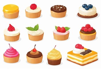 Mouthwatering Korean Dessert Clipart: Traditional Sweets in Modern Style