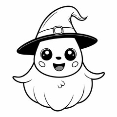 pumpkin in witch hat vector silhouette