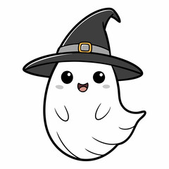 pumpkin in witch hat vector silhouette