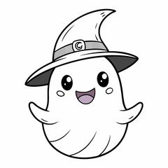 pumpkin in witch hat vector silhouette