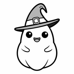 pumpkin in witch hat vector silhouette