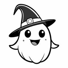 pumpkin in witch hat vector silhouette