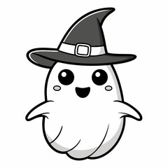 pumpkin in witch hat vector silhouette