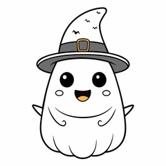 pumpkin in witch hat vector silhouette