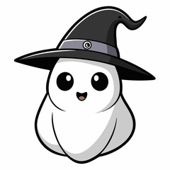 pumpkin in witch hat vector silhouette