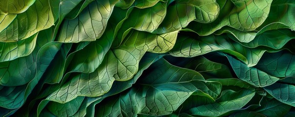 Vibrant green leaves create a stunning natural background, perfect for nature projects. Intricate details of veins and texture add depth