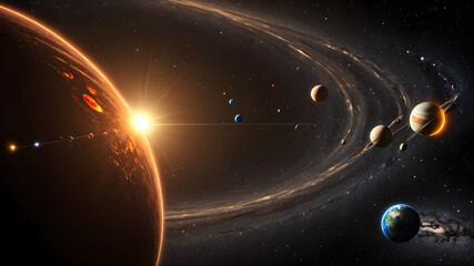 Obraz premium A beautifully designed solar system swirling.