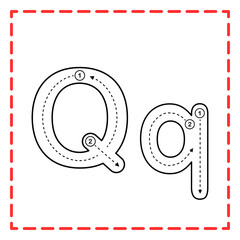 tracing alfabet q set illustration © Rahmatullah