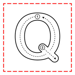 tracing alfabet q illustration © Rahmatullah