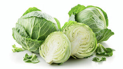 Fototapeta premium Fresh green cabbages on white background