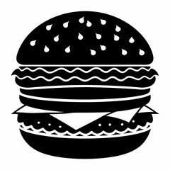 Burger vector illustration, Burger vector art, Burger silhouette, burger cartoon character