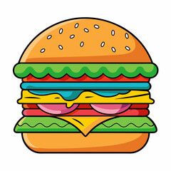 Burger vector illustration, Burger vector art, Burger silhouette, burger cartoon character