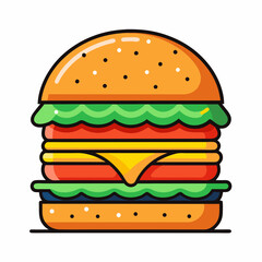 Burger vector illustration, Burger vector art, Burger silhouette, burger cartoon character
