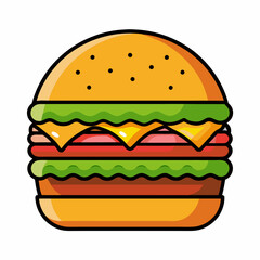 Burger vector illustration, Burger vector art, Burger silhouette, burger cartoon character