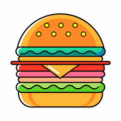 Burger vector illustration, Burger vector art, Burger silhouette, burger cartoon character