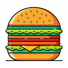 Burger vector illustration, Burger vector art, Burger silhouette, burger cartoon character