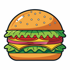 Burger vector illustration, Burger vector art, Burger silhouette, burger cartoon character