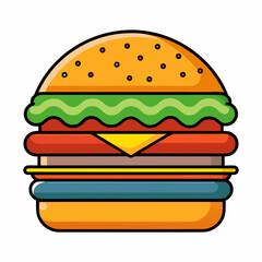Burger vector illustration, Burger vector art, Burger silhouette, burger cartoon character