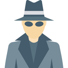 Detective vector icon with isolated  background in flat style 