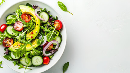 Healthy Avocado Salad with Fresh Vegetables - Top View