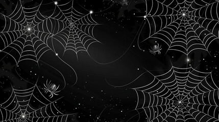 halloween black background with white spider webs