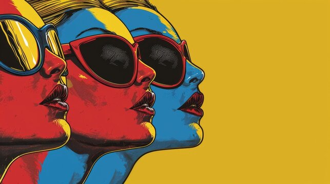 Pop Art Comic Book Style Expression Masks in Bold Primary Colors.