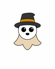 Spooky Halloween Ghost with Hat Vector Illustration - Halloween Clipart and Vector Art