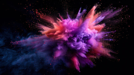 Coloured dust exploding, forming an abstract image.