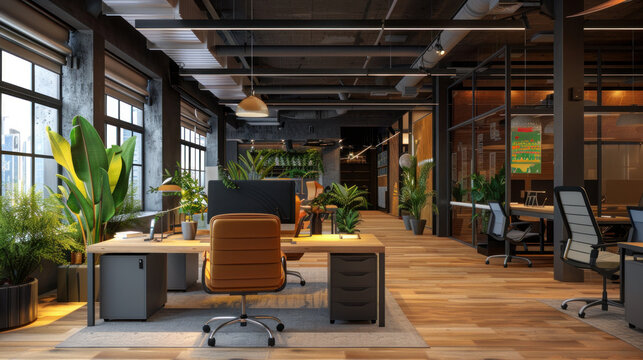 Comfortable work environment in a stylish office space.