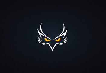 Naklejka premium Hypnotic Snow Owl in Stormy Night with Lightning Bolts 