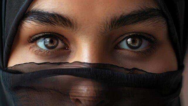 Portrait with female Muslim oriental eyes