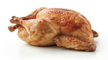 Whole Roasted Chicken on White Background