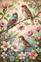 Charming Birds and Blossoms: Nature's Melody in Vintage Art