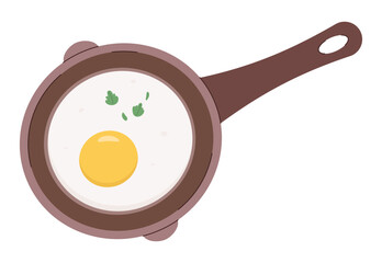 fried egg in the pan, chicken egg, yolk, egg white, delicious, whole, cooking ingredient, organic product, food, breakfast, vector illustration