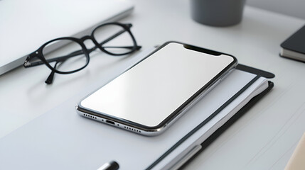 Modern Workspace with Smartphone and Glasses