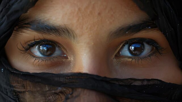 Portrait with female Muslim oriental eyes